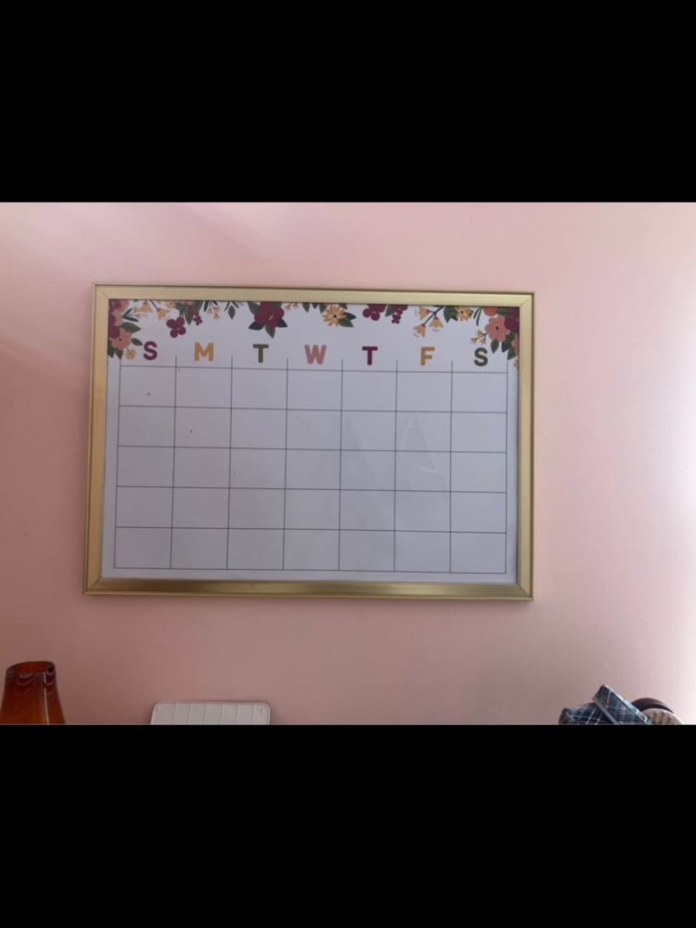 Ashland Gold Framed Floral dry erase Monthly Calendar